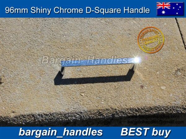 96mm Polished Chrome D-Square kitchen cabinet door Handle