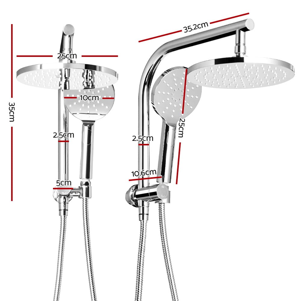 WELS 9 inch Rain Shower Head Round Wall Bathroom Arm Handheld Spray Bracket Rail Chrome - Image 8