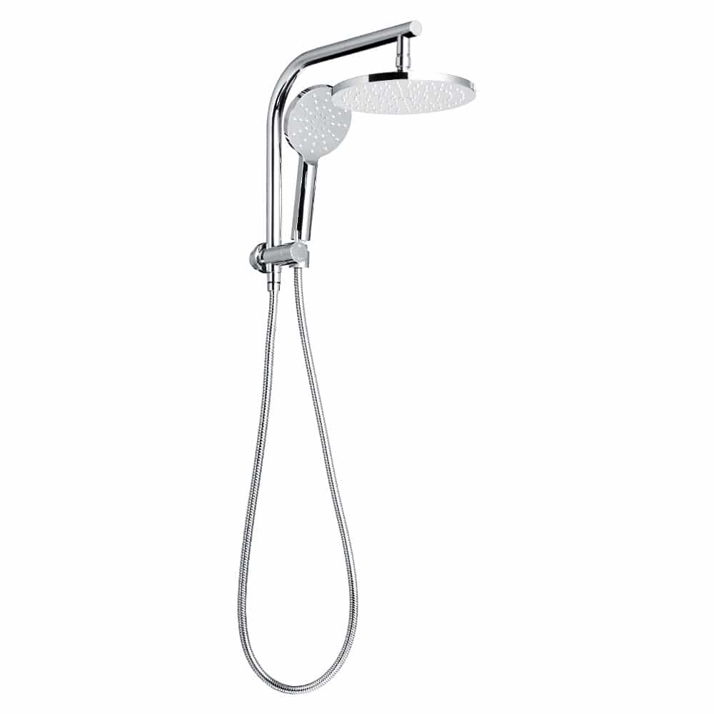 WELS 9 inch Rain Shower Head Round Wall Bathroom Arm Handheld Spray Bracket Rail Chrome