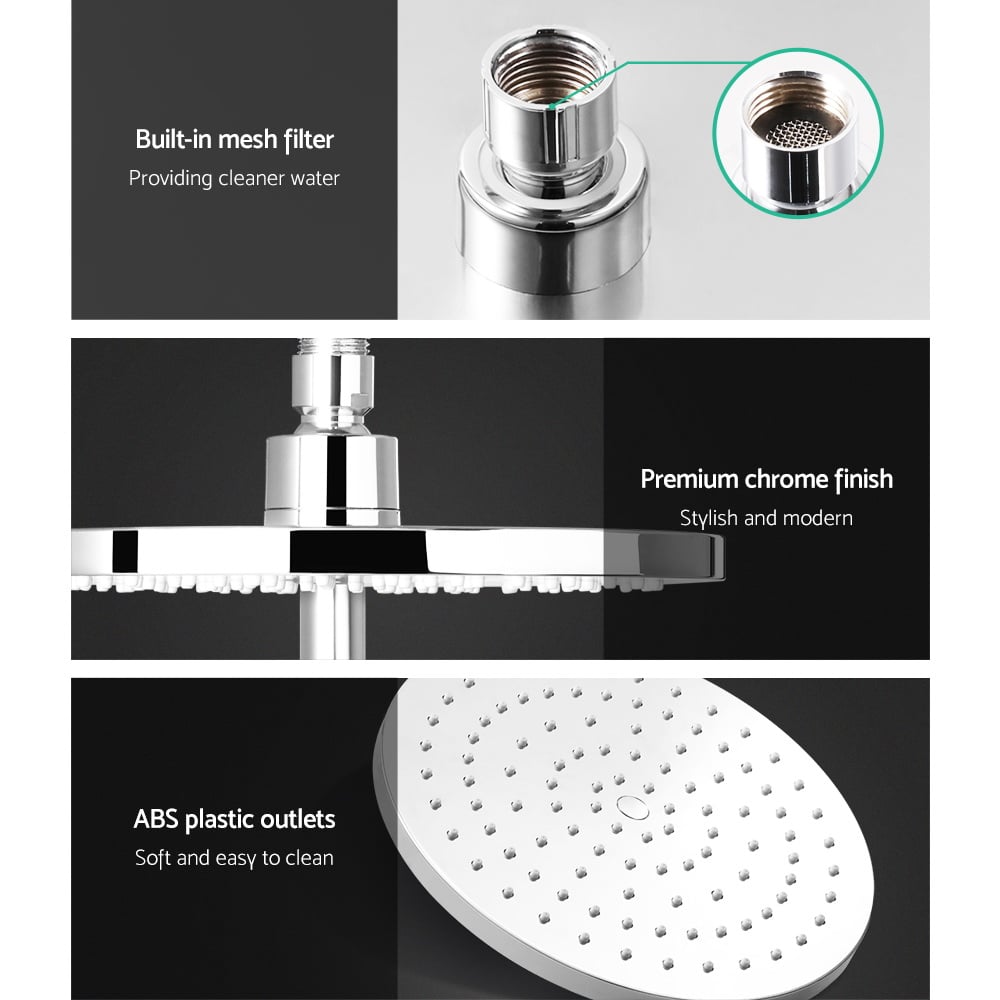 WELS 9 inch Rain Shower Head Round Wall Bathroom Arm Handheld Spray Bracket Rail Chrome - Image 5