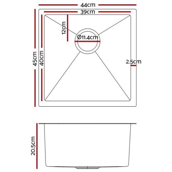 Cefito 440x450mm Stainless Steel Kitchen Laundry Sink Single Bowl Nano Silver - Image 5