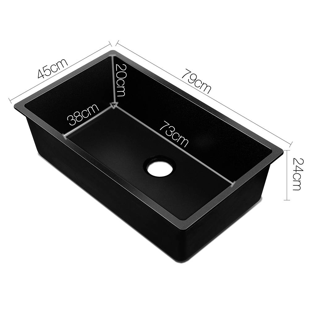 Cefito 790 x 450mm Granite Stone Sink - Black