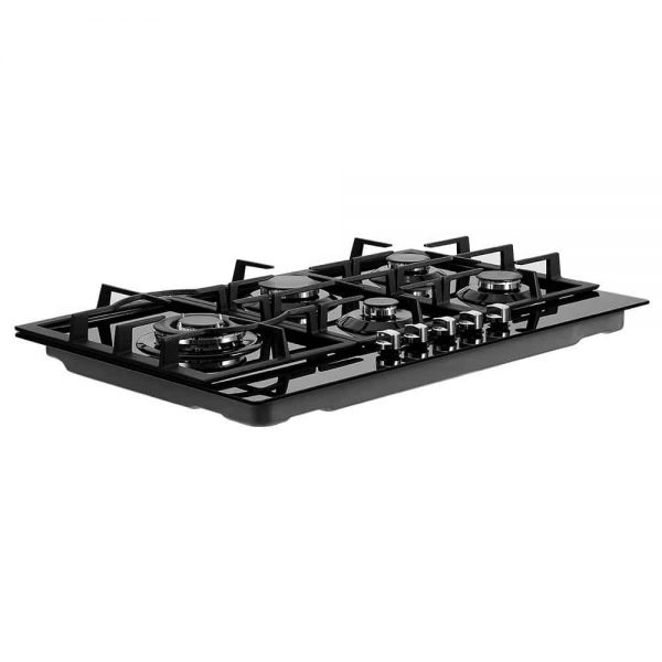 Devanti Gas Cooktop 90cm 5 Burner Stove Hob Cooker Kitchen NG LPG Black Glass - Image 3