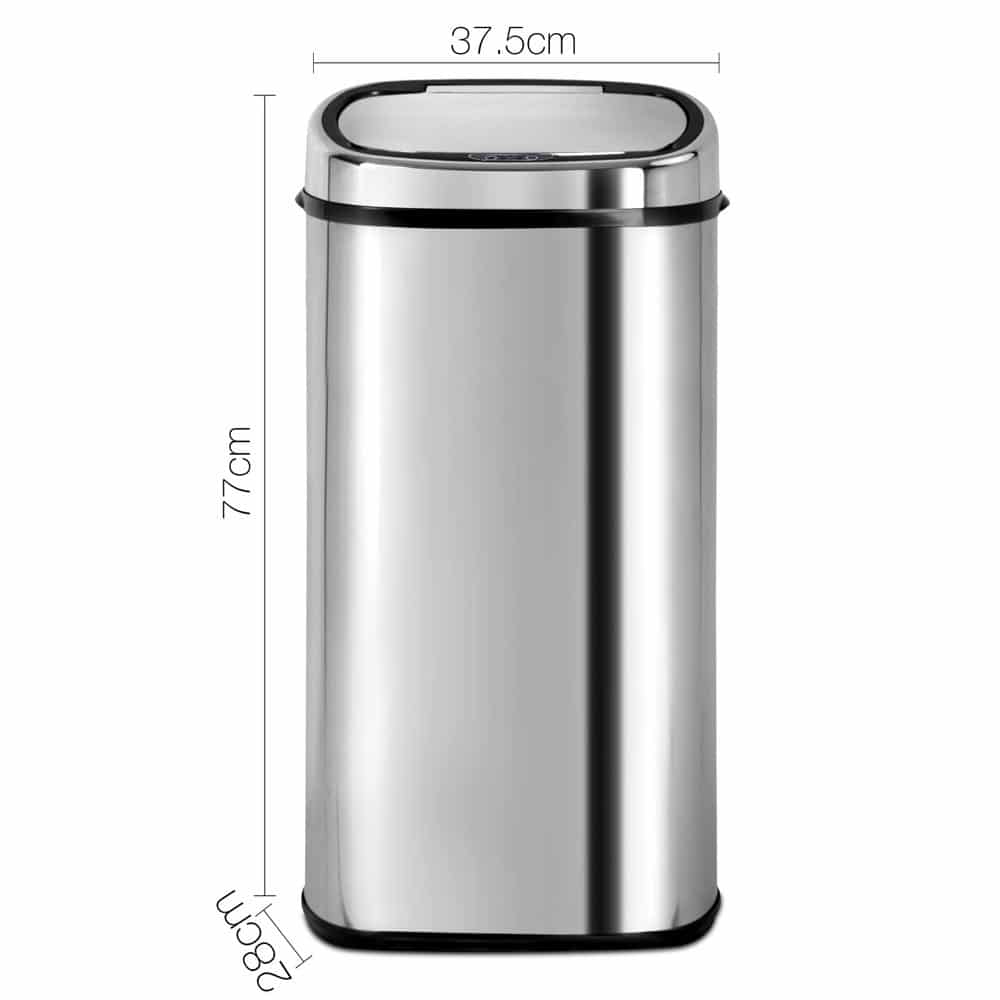 68L Stainless Steel Motion Sensor Rubbish Bin - Image 2